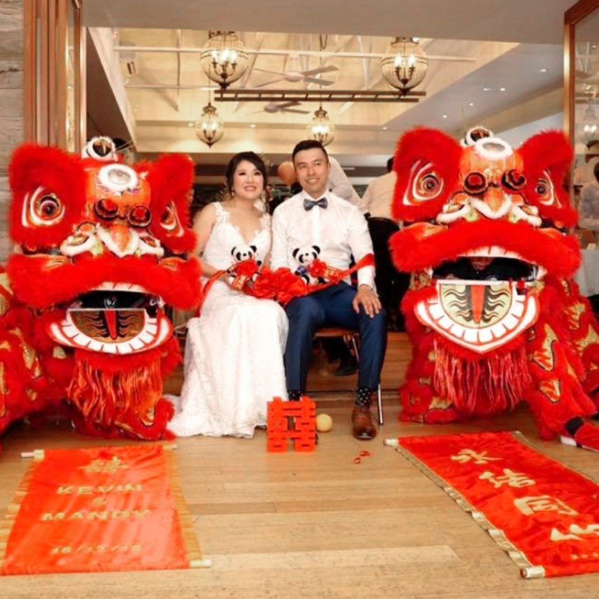 A Hung Gar Yau Shu lion dance at a wedding